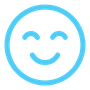 Blue circular emoji with a smiling face, conveying happiness, inside a blue ring.